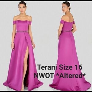 Terani Couture Strapless Magenta Gown